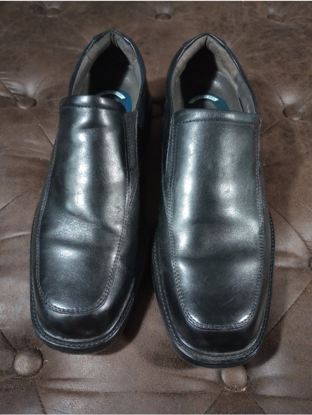 Nunn Bush Kore Size 9 Black Leather Slip On Shoes Slip Resistant Comfort Mens